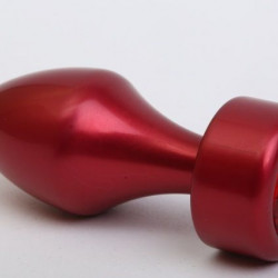 Красная анальная пробка с широким основанием и красным кристаллом - 7,8 см.